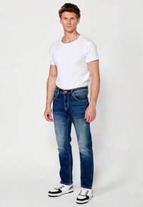 Koroshi Men's Straight Fit Regular Fit Trousers With Front Zip And Button Closure BLUE MED / MEDIUM BLUE 28 - Blue - View 1