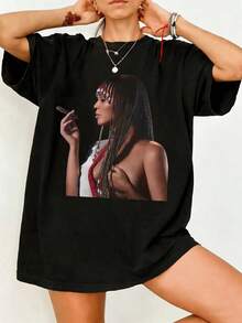 Beyhive BBeyoncé American Flag Oversized Cotton T-Shirt Retro Graphic Fan Merchandise - màu đen - Xem 6