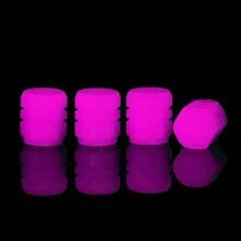 4 piezas Tapas de válvula universales que brillan en la oscuridad, cubiertas luminosas para el vástago de la válvula para automóviles, vehículos eléctricos, motocicletas, bicicletas, luces de advertencia de para conducción nocturna, se ajusta a todos los vehículos - 4 tapas de válvula fluorescentes - Ver 14