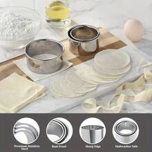 Bộ 3 khuôn bánh quy tròn bằng thép không gỉ có viền, dụng cụ ép vỏ hoành thánh dùng tại nhà, khuôn cắt, đồ dùng làm bánh nhà bếp, khuôn làm bánh ngọt, bánh pastry và mousse tự làm. - Nhiều màu - Xem 8