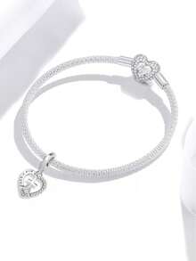 1pc Silver-Plated Bible Cross Beaded Pendant, Rhinestone Inlaid Pendant, Suitable For Women Bracelet DIY Jewelry - Hand-held Rack - View 5