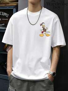 Disney Printed T-Shirt,Men's Pirate Donald Duck Printed T-Shirt,Unisex,High-Quality Pure Cotton T-Shirt,Suitable For All Seasons, Comfortable And Breathable| Exquisite Design | The Best Choice For Giving Gifts - White - View 4