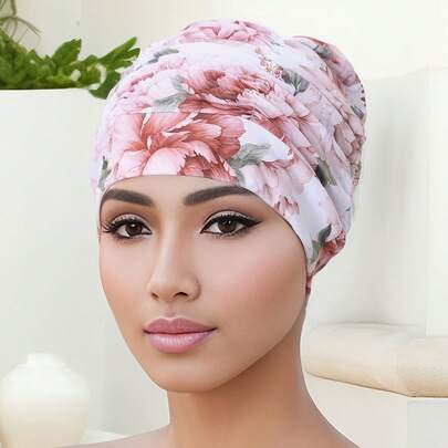 1pc High Elasticity Printed Swim Cap, Soft, Comfortable, Breathable And Quick-Drying. This Women's Swim Cap Can Fully Cover The Hair, Fit The Head Shape Without Tightness, Suitable For Daily Swimming, Training, Surfing, Water Sports And Daily Hair Care. Elastic, The Best Choice For Swimming Enthusiasts And A Must-Have For Water Sports.