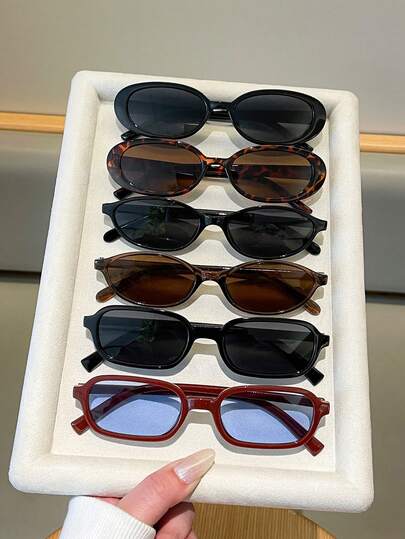 6pcs Vintage Women's Glasses Set, Suitable For Daily Wear, Travel, Vacation, Y2K Style