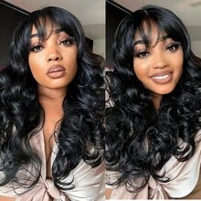 VIOLLY [Body Wave Black Wigs] 28-Inch Deep Wave Black Wigs With Bangs - Easy Glueless 5x5 Pre Cut Lace Closure Wig Comb And Care Fashion Long Wigs - Daily Party Wigs For Christmas New Year Holiday - 1B# - View 7