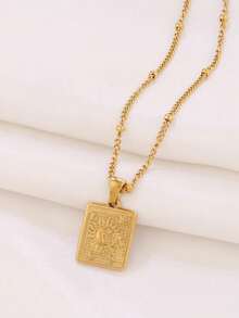 1件不锈钢日月吊坠项链 时尚18K镀金方形吊坠项链 女士首饰 - 項鍊 - 查看 13