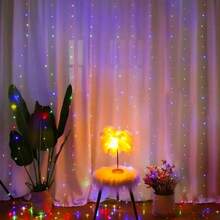 1pc LED Curtain String Lights, USB Powered With 8 Flashing Modes, Remote Control Fairy Lights For Holiday, Wedding, Birthday, Festival, Easter, Valentine's Day Decoration - USB Plug Curtain Light - View 14
