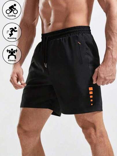 Men's Lightweight Casual Loose FitBermuda Shorts, Fashionable Sports Outdoor Running Shorts For Summer Black