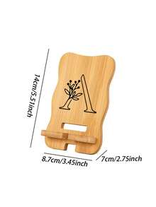 A-Z Detachable DIY Foldable Creative Wooden Phone Stand, Carved Floral Pattern, Slouchy Desktop Adjustable Phone Holder, Suitable For Travel, Office Desk, Home, Holidays, Christmas, Valentine's Day, Teacher's Day, Wooden Grain Element, New Year Gift, Office Supplies - Multicolor - View 9