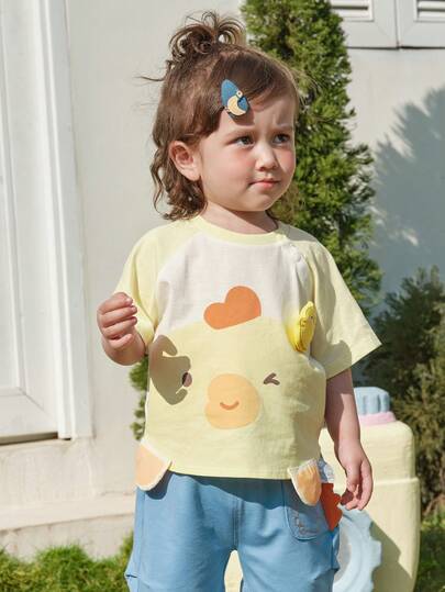 Balabala 2026 New Summer Baby Short Sleeve T-Shirt, Fashion Cute Infant Cotton Top, Casual Toddler Tees For Boys Girls