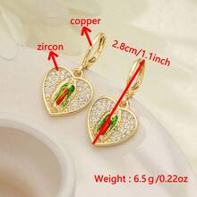 2件套优雅经典瓜达卢佩圣母心形锆石吊坠耳环，精致铜质宗教天主教饰品，女士信仰礼物 - 聖母 - 查看 7