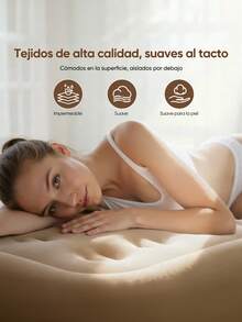 Colchón Hinchable Queen Size Con Bomba Hinchable De 4000 Mah Marrón Claro - Óxido marrón - Ver 5