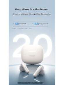 PHILIPS 飞利浦 TAT1220 蓝牙耳机，超长续航，降噪功能，半入耳式设计，佩戴舒适，高清音质，适合跑步、通勤、驾驶等场景，原装飞利浦无线耳机 - 米色 - 查看 7