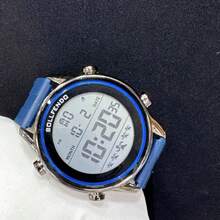 Men's Digital Watch With Digital Display Showing Time, Date, Day Of The Week, And Stopwatch Function, Available In Four Colors. 47 Mm Case. - Blue - View 5