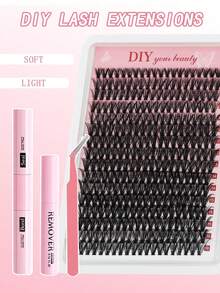 Lash Extension Kit 40D Lash 320pcs Clusters Kit Lash Bond And Seal Waterproof Individual Lashes Kit DIY Lash Extension Kit Lash Tweezers Eyelash Extension Kit (Set 9-16MixLash Clusters Kit,Lashes,Eyelashes,Fake Lashes - Multicolor - View 5