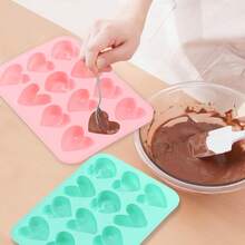 3 Pcs Heart Shaped Silicone Molds Nonstick Heart Chocolate Muffin Molds For Galentine Valentine's Day Candy, Brownies, Tartlets, Soaps, Pudding, Dessert BaFKing(Large,12 Holes,Pink,Blue,Gre1en) - 粉紅色大號 - 查看 6