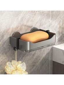 No Drill Wall Mounted Soap Dish Holder, Suitable For Home Bathroom. Minimalist Design With Hook To Prevent Water Accumulation. Easy To Install Bathroom Soap Sponge Rack. - Soap Box - View 8