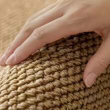 1pc Asymmetrical Shape Minimalist Solid Color Jute-Like Decorative Floor Mat & Rug, Foldable & Storable, Machine Washable, Suitable For Living Room, Bedroom, Study, Multi-Scenario, Pet-Friendly Carpet, Living Room Rug, Bedroom Rug, All Season Rug - Camel - View 6