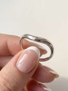Stylever 1 chiếc nhẫn cong tối giản bằng bạc sterling 925, trang sức thời trang thích hợp làm quà tặng dự tiệc, sinh nhật. - Bạc - Xem 5