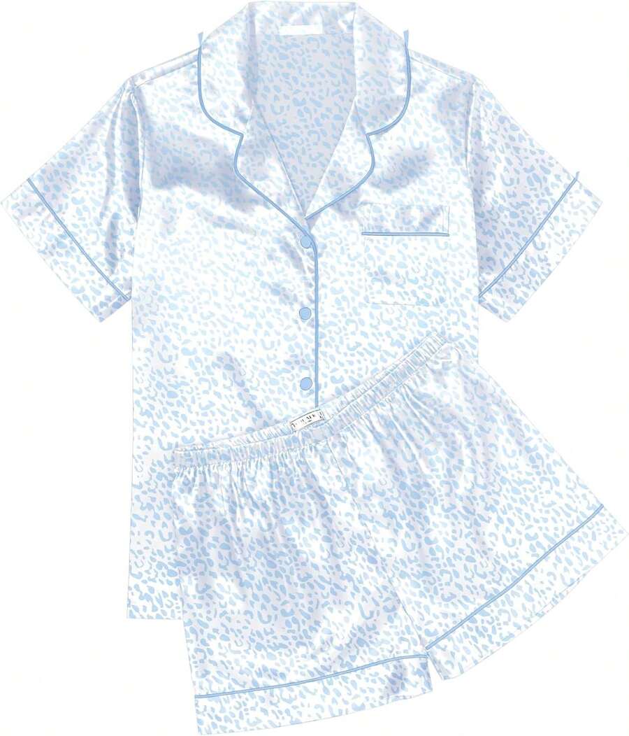 Bathrobe - Light Blue Leopard - View 1