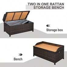PE Rattan Outdoor Storage Benches Aluminium Garden Bench With Storage Underneath W/Zipped Inner Lining Rods For Deck Patio Mixed Brownsds - Mixed Brown - View 4