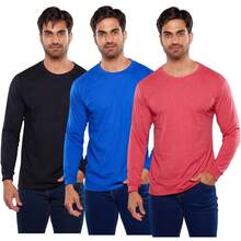 ¡RecomendadoAlfani Paquete de 3 Playeras Manga Larga para Hombre Multicolor¡Top de Temporada - Negro/Rey/Rojo Jaspe - Ver 2