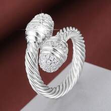 1件装时尚鼓槌形交叉对称设计人造可调节开口环 - 彩色 - 查看 12