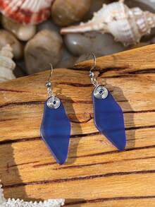 Un par de pendientes con delfín y estrella de cristal de mar, estilo de vacaciones en la playa, adecuados para que las damas los usen durante las vacaciones y en la vida diaria - Multicolor 2 - Ver 16