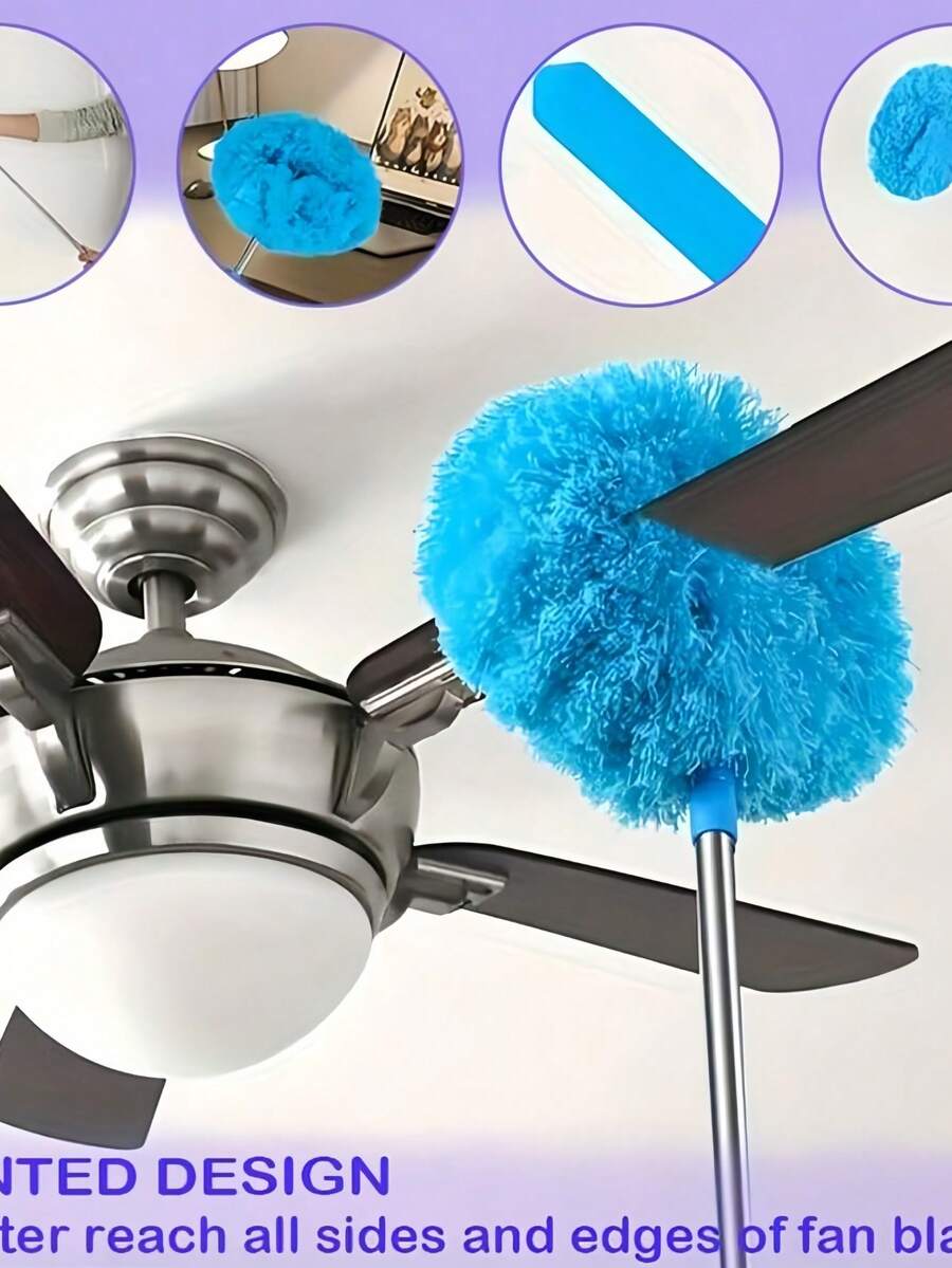 Extendable Ceiling Fan Duster Brush, 13-31.5 Inch Adjustable, Microfiber Cleaner For Home Cleaning Ceiling, Kitchen, Bedroom, Bathroom, Furniture And Car, Reusable Fan Blade Duster, Washable Dust And Cleaning Brush, Household & Office Essential