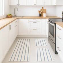 3-Piece Set Of 100% Cotton Kitchen Rugs – Mandacaru With Runner - Grey - View 7