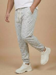Men's Plus Size Jogger Sweatpants In Flannel Fabric With Pocket | Warm, Plus Size Men's Pants - 灰色 - 查看 4