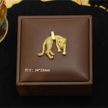 Best-Selling Full-Diamond Leopard, Tiger, Lion Pendant, High-End Stylish Versatile Necklace Accessory - P-67 Golden Cheetah Head 3 - View 7