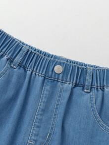 Balabala Tween Boy Curved-Leg Jeans, Lightweight Denim, Summer Long Pants 2026 - Denim Medium Blue - View 3