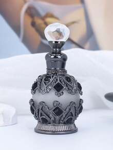 15毫升复古圆形珐琅玻璃香水瓶，可重复灌装精油容器，假日旅行必备，香水和精油分装瓶（仅含瓶子，不含香水） - 彩色 - 查看 15