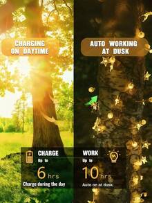 Solar Courtyard Light 20/50/100LED, 8 Lighting Modes, Waterproof Fairy Light, Outdoor Solar Star Crystal Ball Light, Suitable For Garden, Courtyard, Party, Balcony, Wedding, Party, Porch, Fence, Pavilion, Holiday, Christmas Decoration - String Lights - View 6