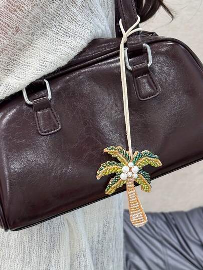 1 件热带海滩手工串珠包饰，椰子树吊坠 - 轻巧不笨重，Y2K 复古热带岛屿风格，适用于沙滩包/手提包/背包/手袋，非常适合情侣礼物、圣诞节装饰