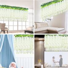 2/5件装 3.6英尺人造紫藤花藤，白色丝绸人造花环，适用于家居、派对、婚礼装饰、生日派对、新年礼物、春季装饰、舞会装饰、节日生日派对用品、户外花园装饰、礼品 - 白色 - 查看 10