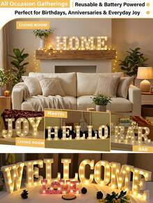 1/3/4/5个LED数字灯（6.3英寸/8.27英寸） - 浪漫暖白光，生日、婚礼、周年纪念、派对装饰 | 求婚装饰 - 白色 - 查看 6