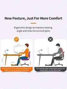 1pc Portable Adjustable Laptop Stand, New Model Notebook Holder Desk Mount With Phone Holder, Multi-Color Options. Suitable For Back To School Season, Work From Home Essentials. - Multicolor - View 9