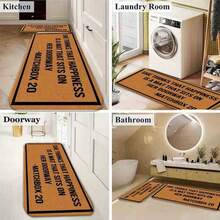 1/2/3pcs-SHE THINKS THAT HAPPINESS IS A MAT THAT SITS ON HER DOORWAY -MATCHBOX 20 Design Doormat, Light Brown Cork - Style Floor Mat With Black Border-Flannel Material, Soft, Comfortable And Easy To Clean, Suitable For Bathroom, Bedroom, Kitchen, Porch, Laundry Room, Daily Decor, Three Sizes Available - Black - View 6