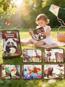 1pc 0-3 Years Old Baby Cartoon Animal 10 Texture Material Tear-Resistant Cloth Book, Montessori Early Education Cognitive Picture Book, Suitable For Ramadan Eid, Carnival Party Gifts - Multicolor - View 11