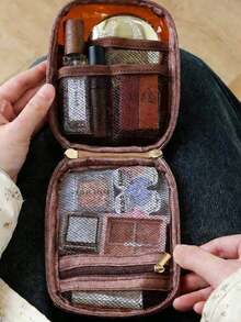 1pc Women's Large Capacity Makeup Bag, High-End Business Travel Skincare Toiletry Bag, Essential For Holidays, Transparent & Waterproof, Compact & Lightweight Cosmetic Pouch - Multicolor - View 1