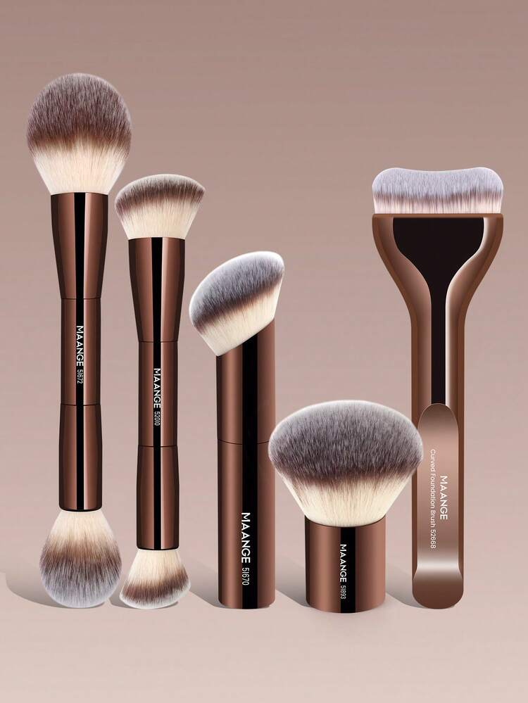 4/5/6/7/8/16/17pcs Aluminum Professional Makeup Brush Set, Includes Soft Synthetic Makeup Brushes For Foundation, Powder, Blush, Concealer, Contour, Nose Shadow, Eye Shadow, Eyeliner, Eyebrow, Detail, Face, Highlighter, Ideal Travel Makeup Brush Set Gift For Women And Girls - Coffee Brown - View 17