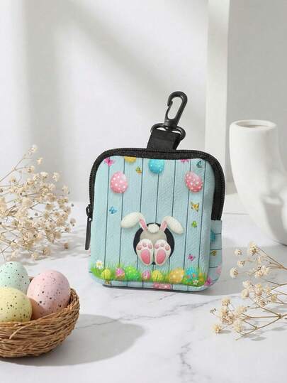 Monedero con cremallera con tema de Pascua, moneda ligera, titular de tarjetas de crédito y efectivo, bolsillo portátil para monedas, billetera pequeña, bolsa de almacenamiento miscelánea, viaje moderno, regalo de cumpleaños, aniversario, Día de San Valentín, regalo para mujeres, regalo para maestros