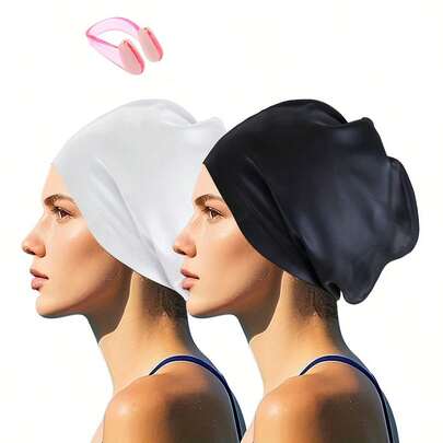 超大号硅胶泳帽，适合长发，编织泳帽，弹性超大号女士泳帽