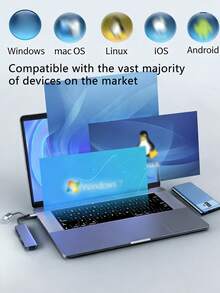 五合一双接口扩展坞，带 USB/Type-C + SD/TF 读卡器，高速传输 - 灰色 - 查看 8