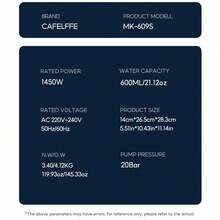 CAFELFFE 6-In-1 Capsule Coffee Machine|20 BAR|Hot & Cold Brewing|Compatible With D*|N*|K* Capsules|ESE|Ground Coffee|Tea|Automatic Pressure Release|Electromagnetic Valve|Visual LCD Panel|7-Level Water Adjustment|600ml Removable Water Tank - White - View 4