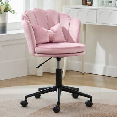 Modern Design: Dressing Table Chair, Office Chair, Petal-Shaped Backrest, Butterfly-Shaped Lumbar Cushion, Adjustable Height, Soft Seat. Suitable For The Living Room, Bedroom, Office, Etc.