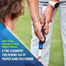 Right-Hand Golf Grip Trainer Practice Grip Corrector Proper Hand Position Muscle Memory Builder Consistent Swing Training Aid Anti-Slip Rubber Ergonomic Design Easy Install Fits Most Club Grips Drivers Woods Irons Hand Placement Adjustment - Blue - View 4