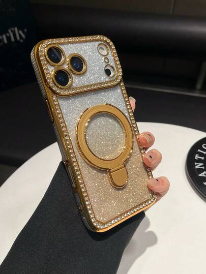 1pc Rhinestone Gradient Electroplated Phone Case Compatible With IPhone 17/11/11 Pro Max/12/12 Pro/12 Pro Max/13/13 Pro/13 Pro Max/14/14 Pro/14 Pro Max/15/15 Pro/15 Plus/15 Pro Max/16/16 Pro/16 Pro Max/16 Plus